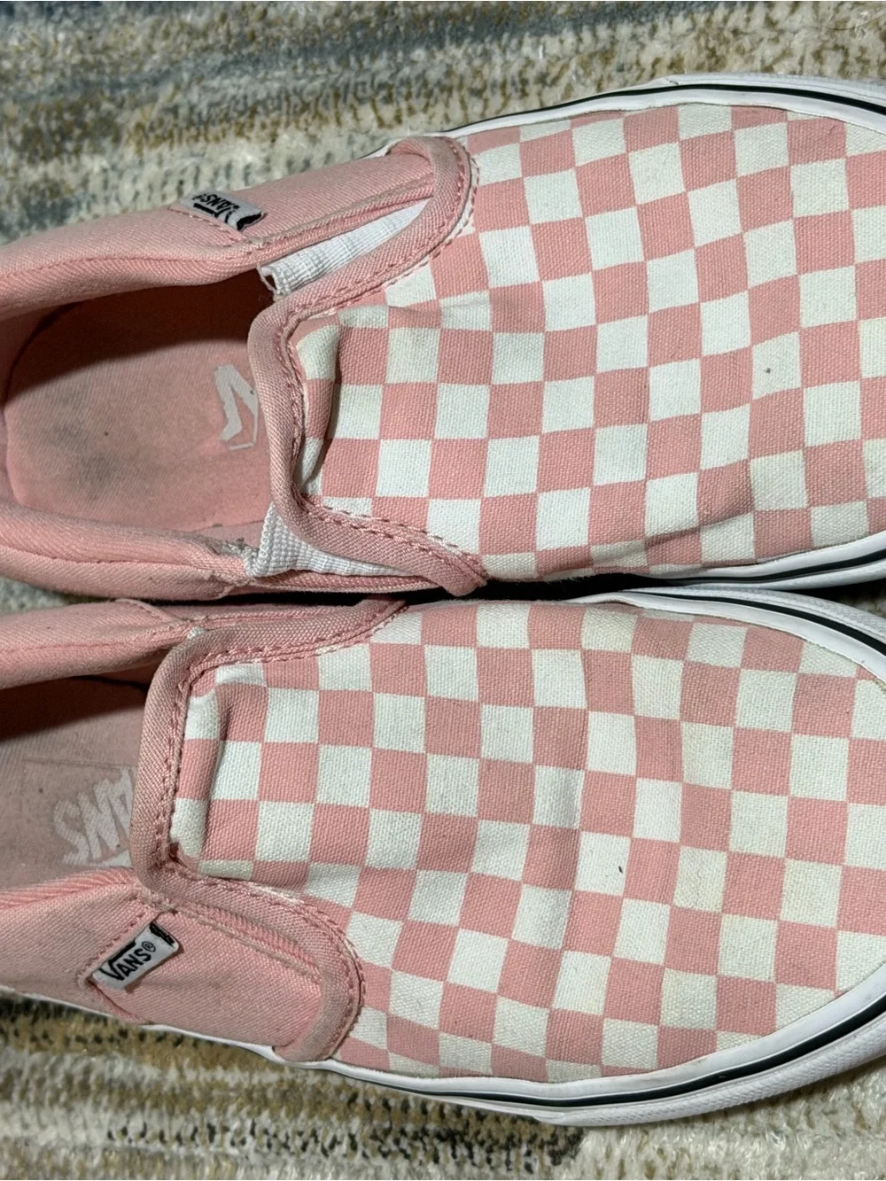 Vans Pink & White Checkerboard Slip-On Sneakers